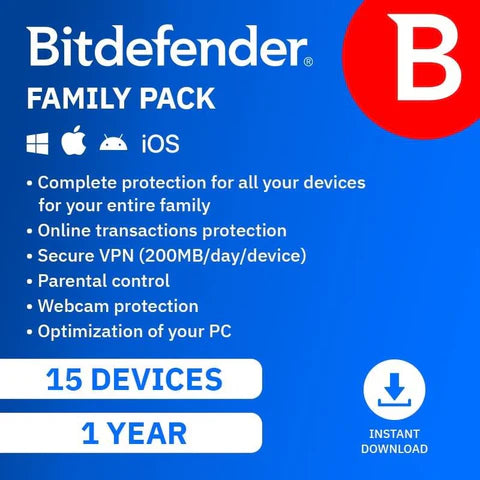 Bitdefender Family Pack 15 Device 1-Year Subscription